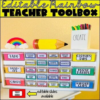Rainbow Teacher Toolbox Editable by Fabulous Figs | TpT