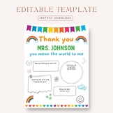 Editable Rainbow Teacher thank you