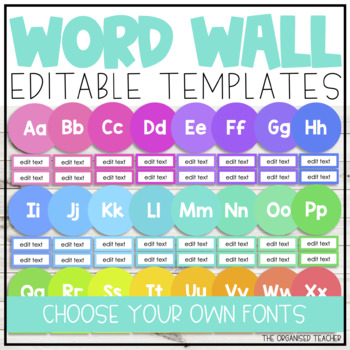 Preview of Editable Rainbow Word Wall | Rainbow Classroom Decor