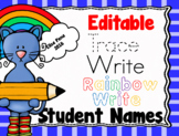 Editable Rainbow Write: Student Names