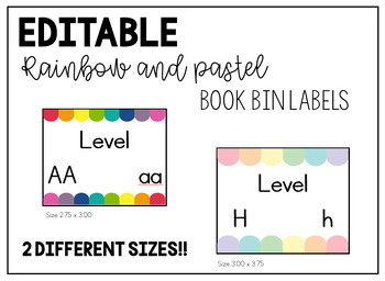 Preview of Editable Rainbow and Pastel Book Bin Labels