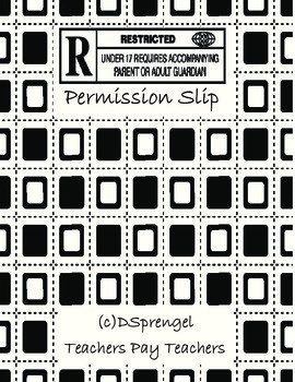 Preview of Editable Rated R Movie Permission Slip - 2 versions