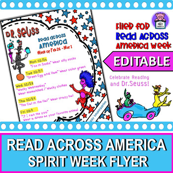 Preview of Editable Read Across America Spirit Week Flyer Template | Dress Up Days