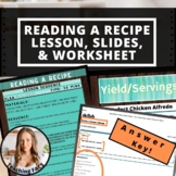 Editable Reading A Recipe Lesson Sequence, Slides, Workshe