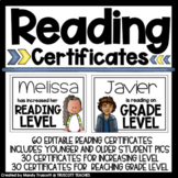 Editable Reading Award Certificates