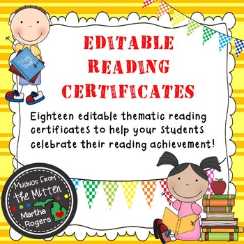 Preview of Editable Reading Certificates For The Whole Year!