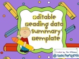 Editable Reading Data Summary Template and Parent Explanat