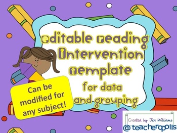 Preview of Editable Reading Intervention Template for Data and Flexible Grouping
