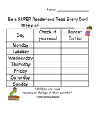 Editable Reading Log