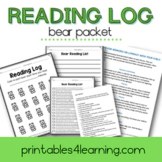 Editable Reading Log: Bear Books for Kids with Parent Handout