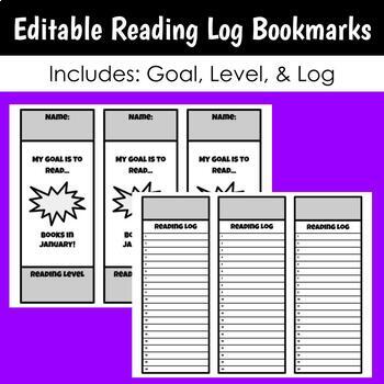 Editable Reading Goal Bookmark Worksheets Teaching Resources Tpt
