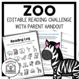 Editable Reading Log: Zoo Animal Books for Kids with Parent Hand