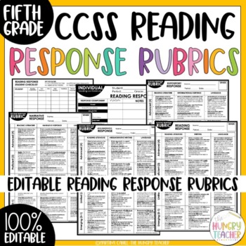 Preview of Editable Reading Response Rubrics for Literature Nonfiction Writing Fifth Grade