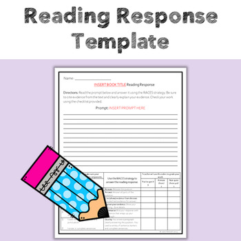Preview of Editable Reading Response Template with RACES Strategy, Checklist, & Rubric