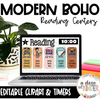 Preview of Center Rotation Slides For Reading - Powerpoint | BOHO