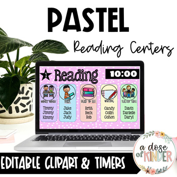 Preview of Center Rotation Slides For Reading - Powerpoint | PASTEL
