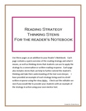 Editable Reading Strategy Thinking Stems for the Reader's 