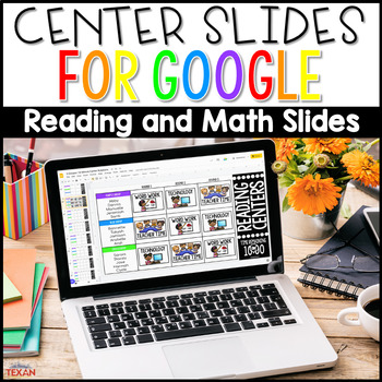 Preview of Editable Reading and Math Center Rotation Slides w Timers for Google Slides