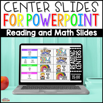Preview of Editable Reading and Math Center Rotation Slides w Timers for PowerPoint