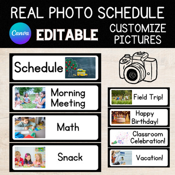 Editable Real Photos Schedule Canva Template Primary Font With Time and ...