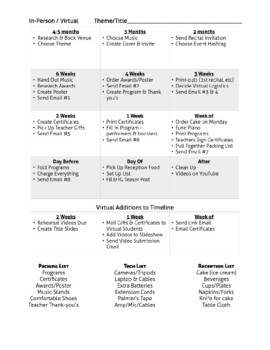 Preview of Editable Recital Prep List & Timeline (PowerPoint)