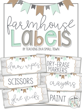 Preview of Editable Rectangular Rustic Farmhouse Classroom Labels