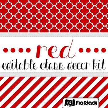 Preview of Editable Red Color Scheme Class Decor Kit