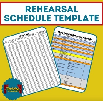 Preview of Editable Rehearsal Schedule Template, Drama, Theatre, Planner, Calendar