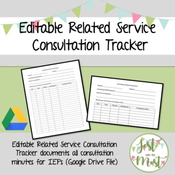 Preview of Editable Related Service Consultation Data Sheet for IEPs