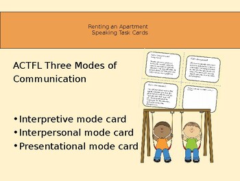 Preview of Editable Renting an Apartment Speaking Task Cards for All Levels (ACTFL Modes)