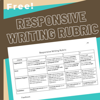 Preview of Editable Responsive Writing Rubric