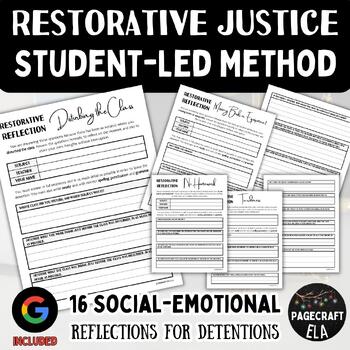 Preview of Editable Restorative Behavior Reflection Forms for Students