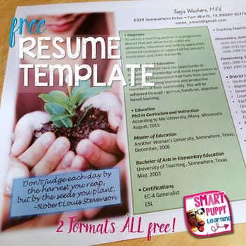 Editable Resume Template - Grow by Resource to Desk | TpT