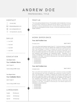 Preview of Editable Resume template
