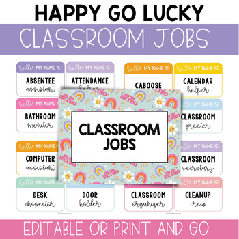 Preview of Editable Retro Classroom Jobs Display / Groovy Retro Classroom Decor