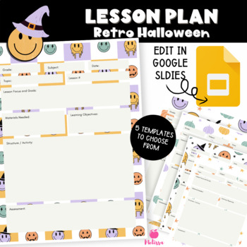 Preview of Editable Retro Halloween Lesson Plan Template | Google Slides