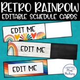 Editable Retro Rainbow Schedule Cards