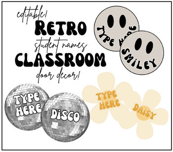 Preview of Editable Retro Student Names Classroom Door Decor!