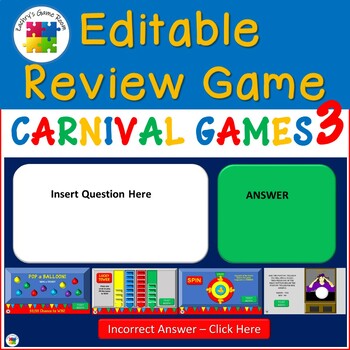Preview of Editable PowerPoint Review Game Template:  Carnival Games 3