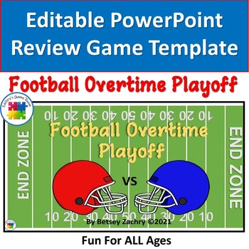 Preview of Editable PowerPoint Review Game Template: Football Overtime Playoff