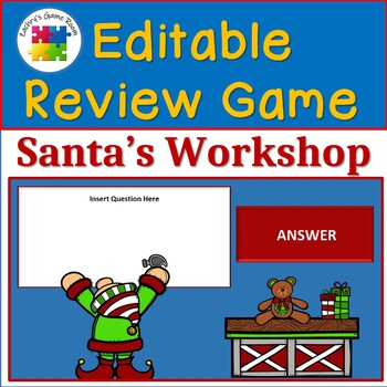 Preview of Editable PowePoint Review Game Template: Santa’s Workshop