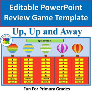 Preview of Editable PowerPoint Review Game Template: Up, Up, and Away Balloon Race