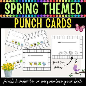 Preview of punch cards template | behavior punch cards | rewards Spring Themed