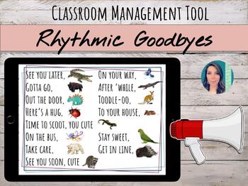 Preview of Editable Rhythmic Goodbye Chants for Classroom Management | Printable Posters