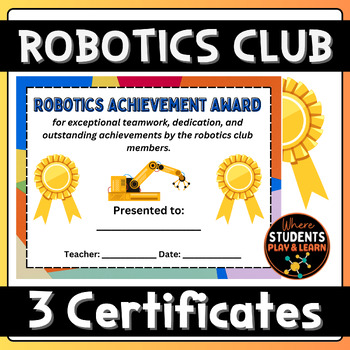 Preview of Editable Robotics Club Certificates End of Year Awards