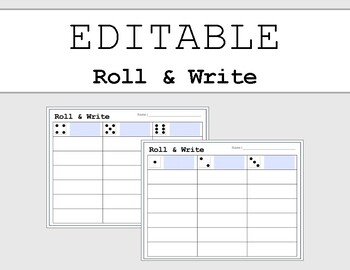 Preview of EDITABLE Roll & Write Activity Template