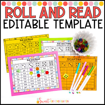 Preview of Editable Roll and Read Game Template | Phonics Word Work Review Activity