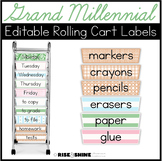 Editable Rolling Cart Drawer Labels | Grand Millennial Style