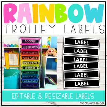 Preview of Editable Rolling Cart Labels Teacher Trolley | Classroom Freebie