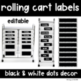 Editable Rolling Cart Labels With Black & White Boho Dalmatian Dots